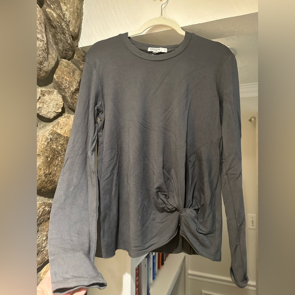 Stateside $120 Gray Long Sleeve Knot Top Size S.